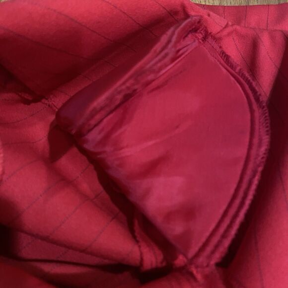 Red Blazer Jacket Women Sz 10 Fitted Black Vtg Made USA New York Pin Stripe - Picture 13 of 14